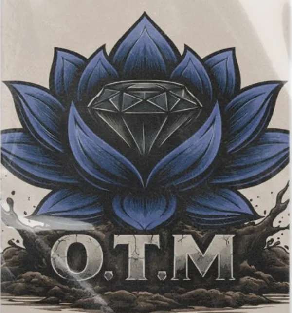 OTM blue lotus and diamond emblem rising out of the mud