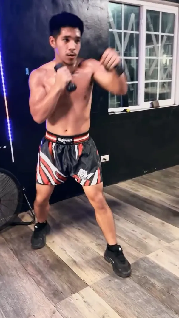 Fighter training in the gym